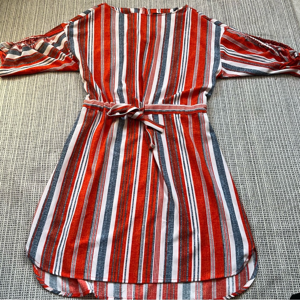ECI New York Orange Stripe Midi Dress Size Large